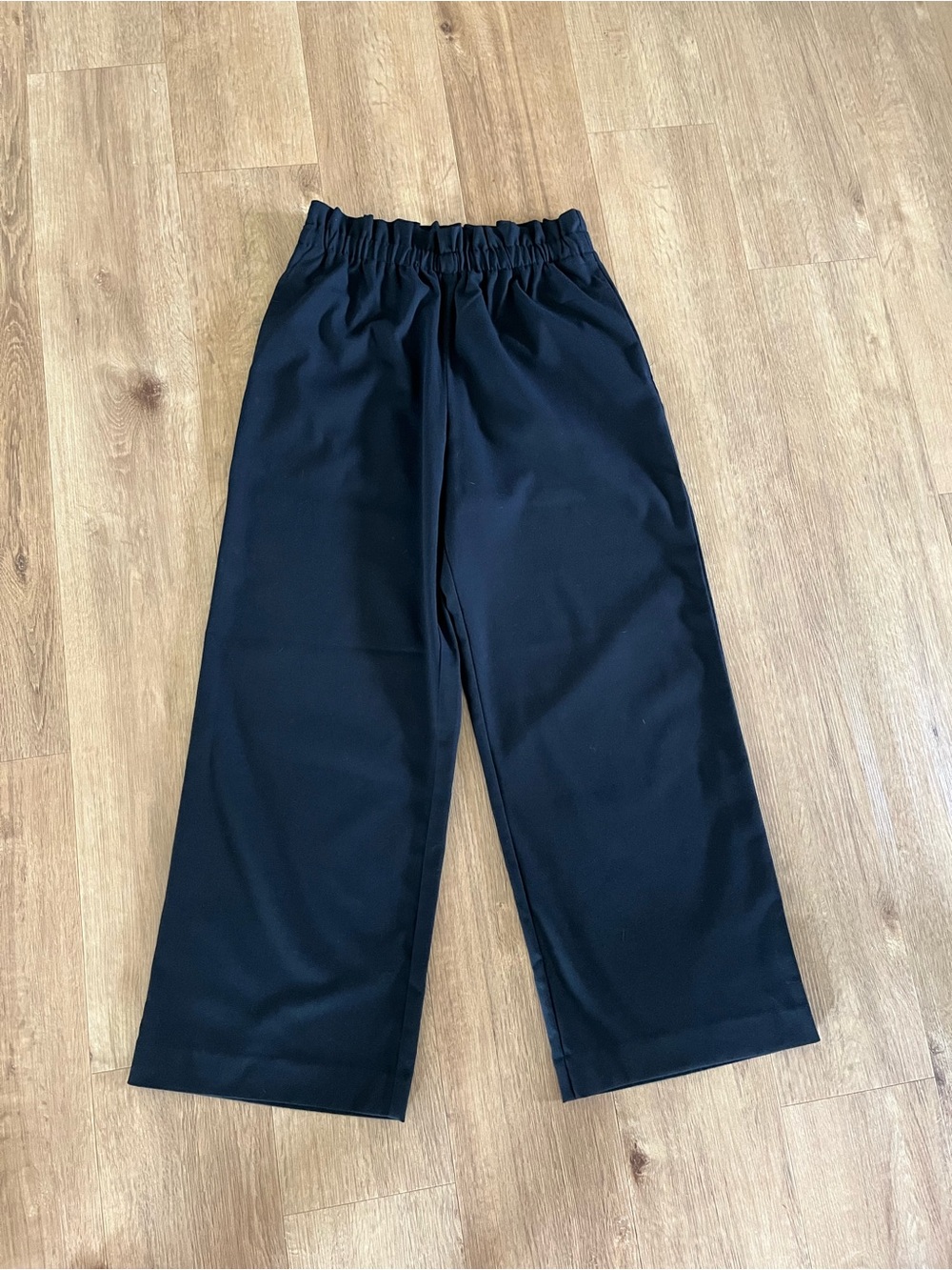 Uniqlo Women's Wide-Leg Navy Paperbag Waist Pants